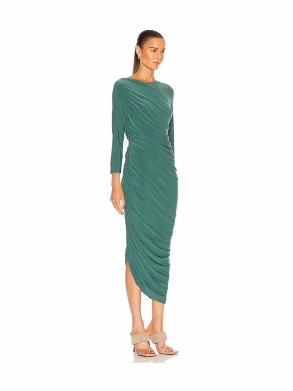 Norma Kamali Long Sleeve Rushed Dress